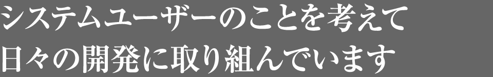 システムユーザーのことを考えて日々の開発に取り組んでいます